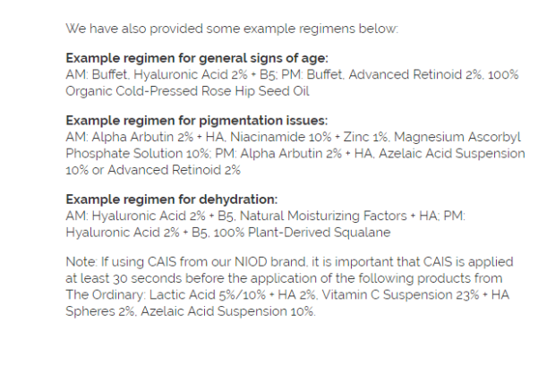 The Ordinary - Example Regimens