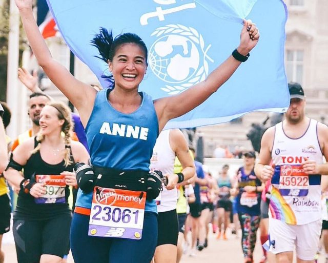 Anne Curtis - My personal tradition. I keep the timer chips on the sneakers  I use for my marathons as a little remembrance. I usually don't rewear the  running shoes I use