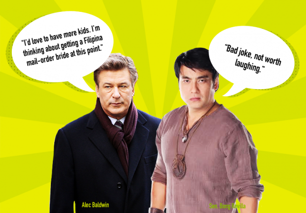 Alec Baldwin was unfazed when Sen. Bong Revilla threatened physical violence over a joke about Filipina mail-order brides on 'The Late Show with David Letterman.' In a blog post for 'The Huffington Post,' he wrote, "The comments of some Philippine government officials come as no surprise to me, either. Even the one by a former action film star-turned-Senator who beckoned me to come to the Philippines so he could 'beat' me over my comment."