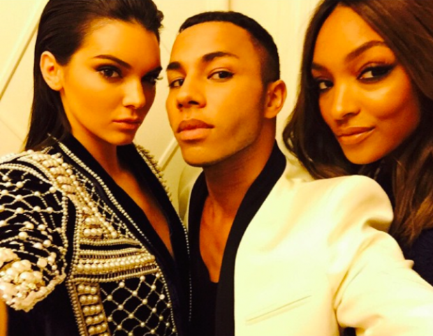 Apart from her family, Kendall also has a really good support system in the fashion industry. Here, she is pictured with friends and collaborators Olivier Rousteing, who is creative director of Balmain, and fellow model Jourdan Dunn.