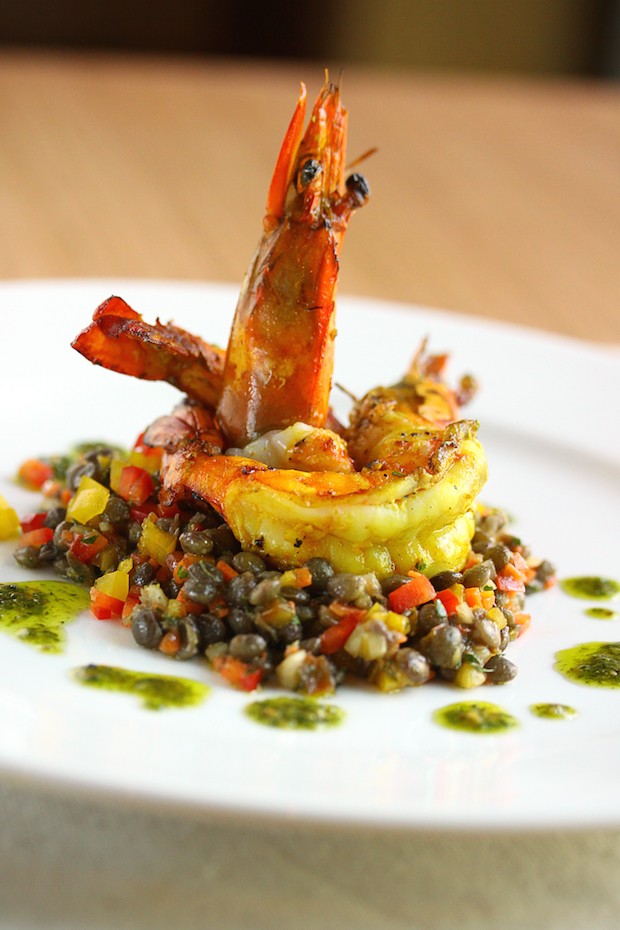 Grilled Prawns & Lentil Salad 