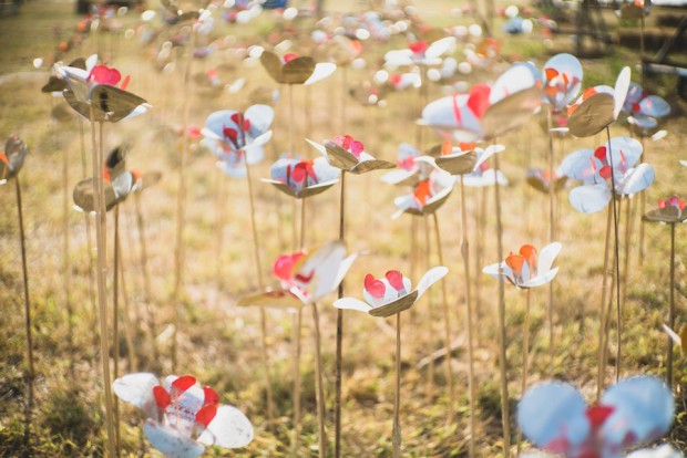 Most major art installations on-site are constructed with recycled materials, and encourage viewers to take part in the piece. You can pick these "flowers," for example, and take them with you.