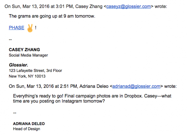 glossier email screenshot 2 preen