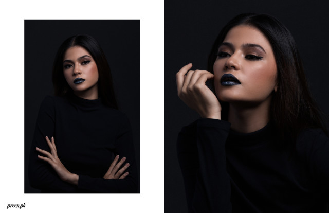dark blue black lipstick beauty makeup model