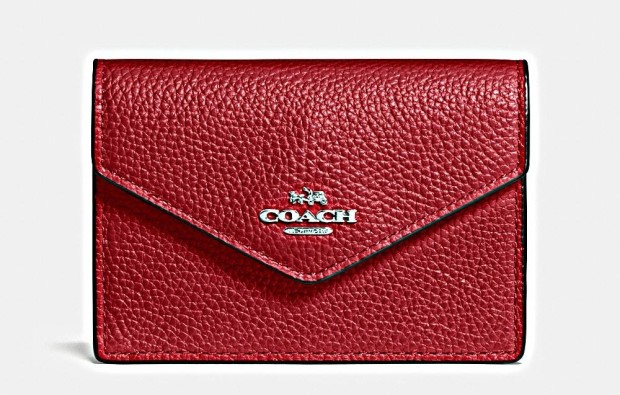 Coach Envelope Card Case In Pebble      Leather