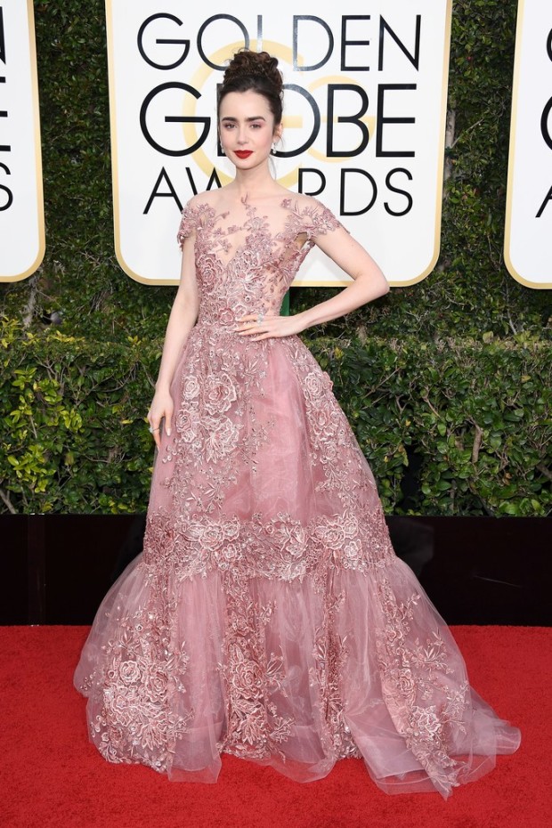 Lily Collins in Zuhair Murad