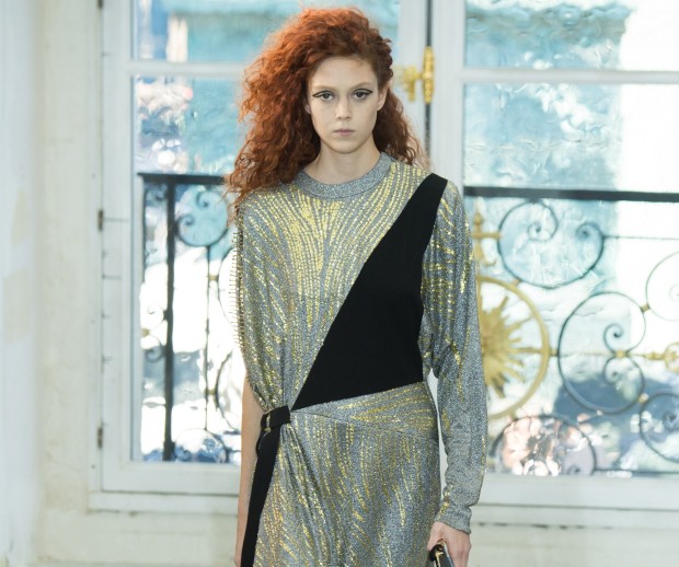 Louis Vuitton sparkly dress at Paris Fashion Week