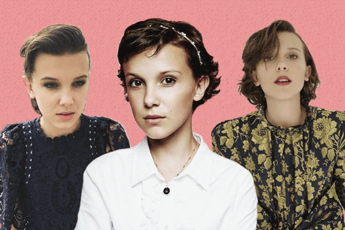 White long sleeves crop top worn by Millie Bobby Brown on her