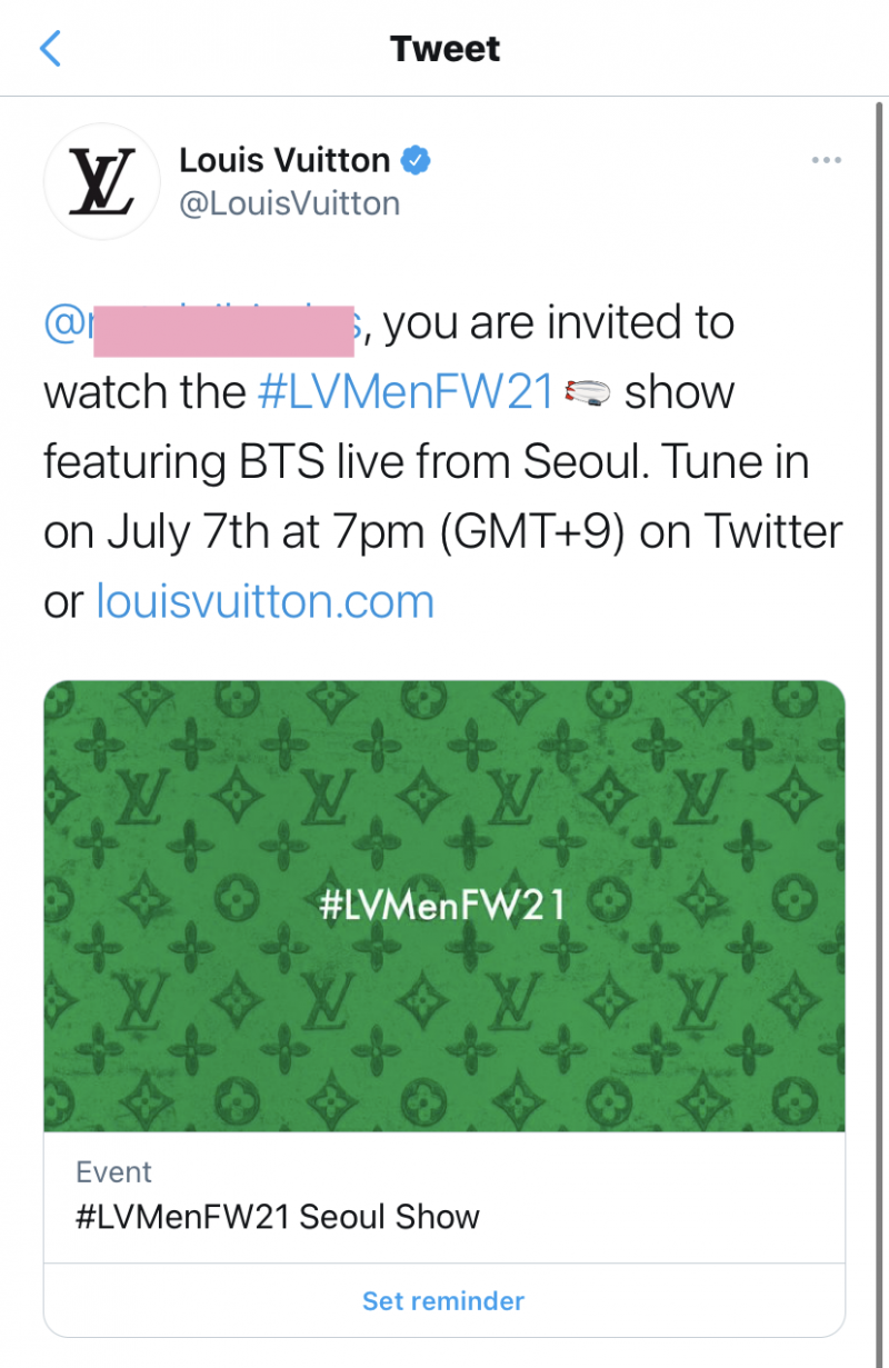 BTS Lyrics - [Louis Vuitton x BTS] BTS has been invited to watch the LV's  Men's Spring-Summer 2022 Fashion Show 🗓️June 24th, 2021 🕘9:30pm KST It  will be broadcasted on  🔗