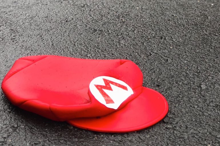 inexplicably sad mario hat picture