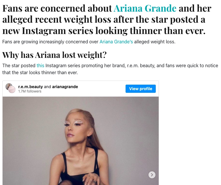 Ariana Grande: We should be less comfortable commenting on people's bodies