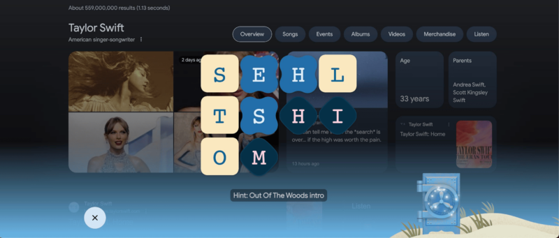 Google's '1989 (Taylor's Version)' Vault puzzles put a Swiftie spin on word  games