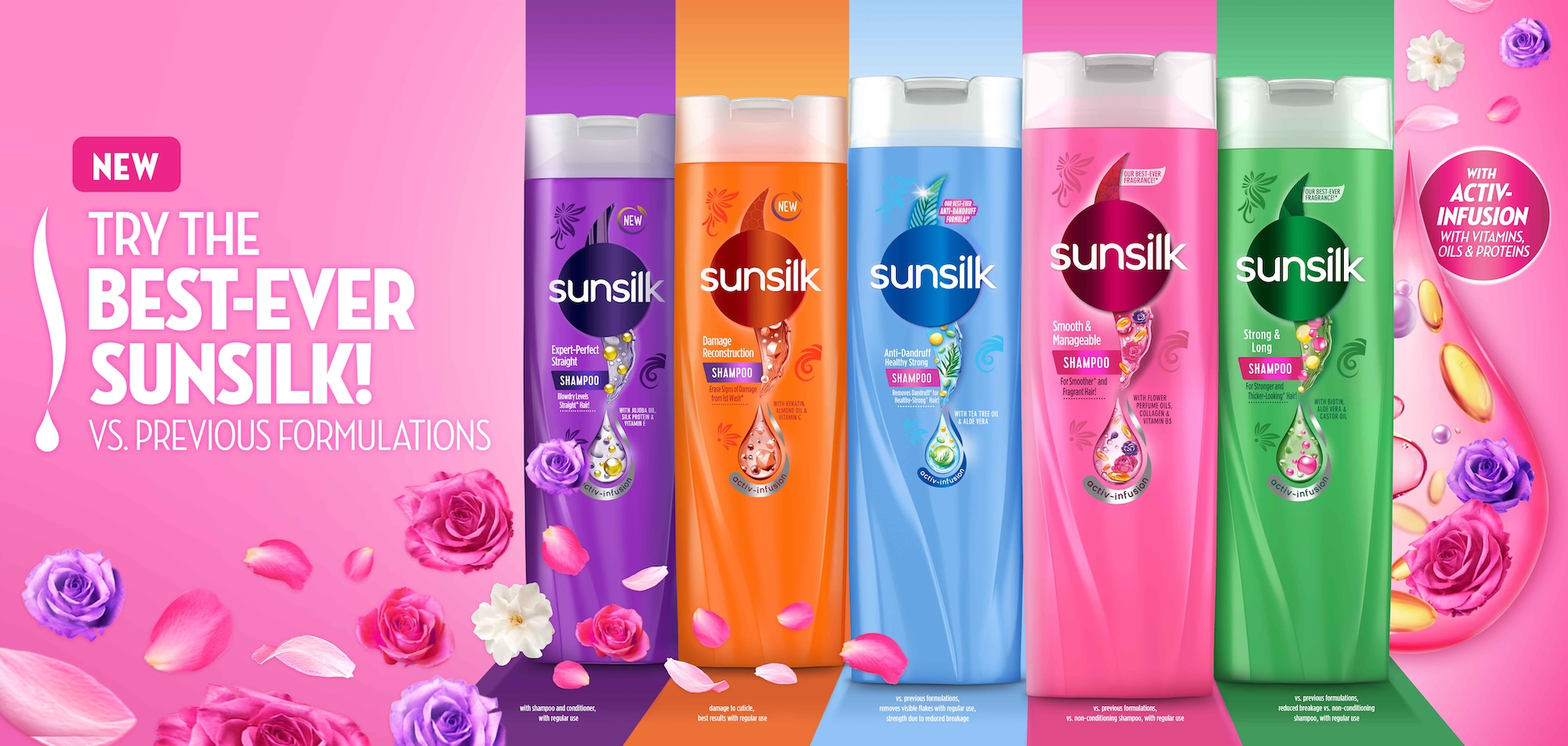 Now with their new best-ever fragrance, Sunsilk with Activ-Infusion is the secret weapon for those who want to conquer the world with confidence and grace