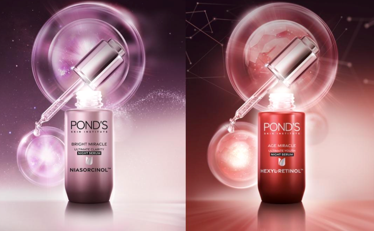 Pond's serums: 
The new Bright Miracle Niasorcinol Night Serum and Age Miracle Hexyl-Retinol Serum from POND’S Skin Institute